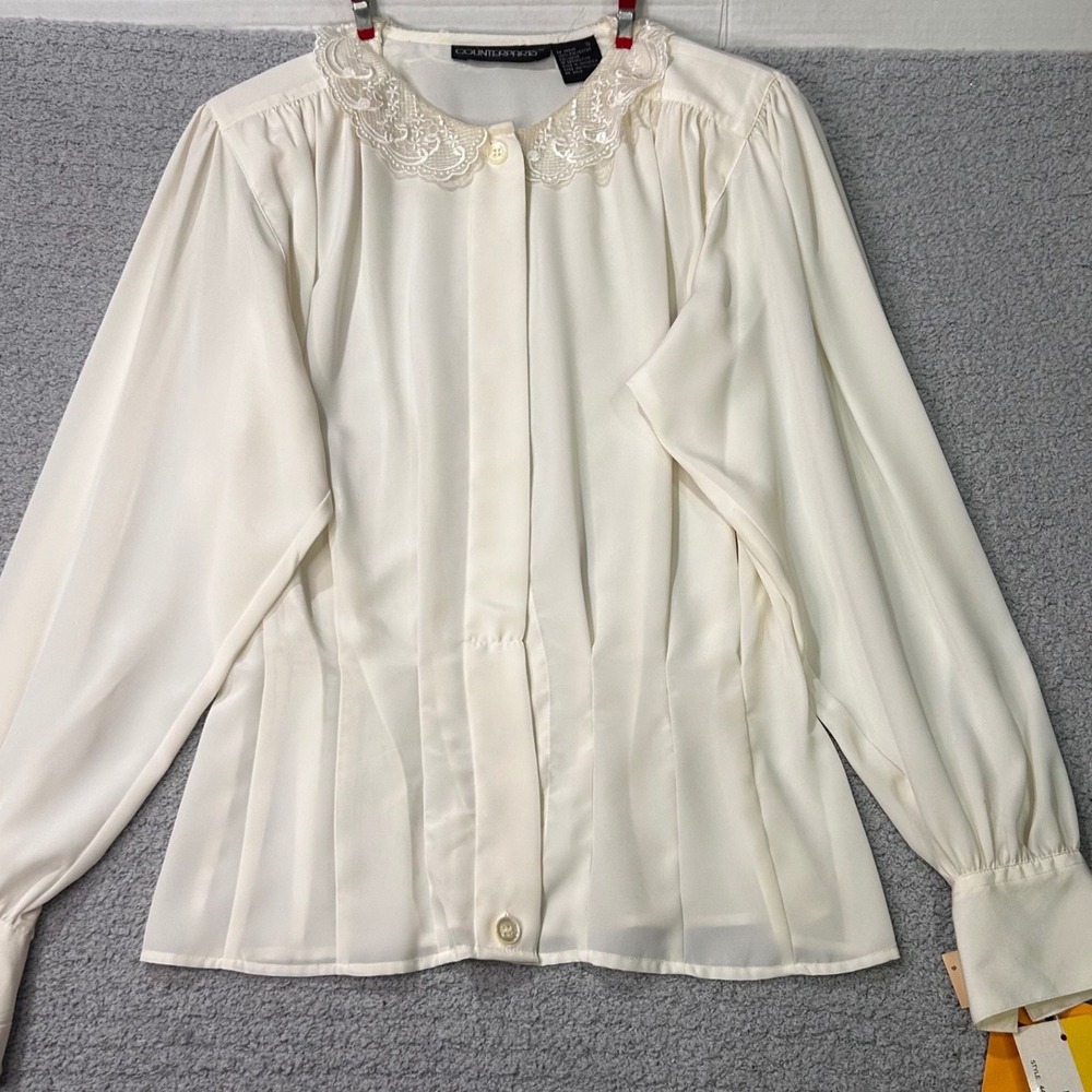 Counterparts‎ Blouse 80s Vintage 10 Cream Lace Coquette Cottagecore Romantic